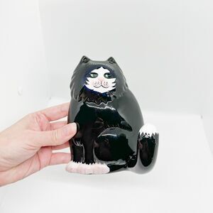 Vintage 90's Clay Art Ceramic Tuxedo Cat Wall Hook